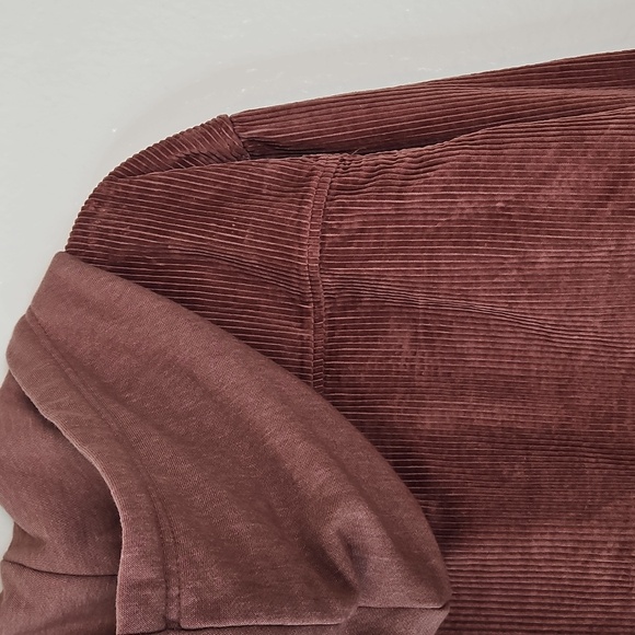 American Eagle Women’s Corduroy Bomber Hoodie Jacket Rust Brown Size M - Picture 10 of 12